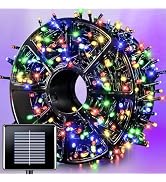JMEXSUSS 600 LED Solar Christmas Lights Outdoor, 206.7 ft Multi Colored Christmas Lights Outdoor ...