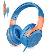 awatrue USB-C Kids Headphones with Mic - 85/94dB Volume Limiter, Foldable Wired Toddler Headphone...