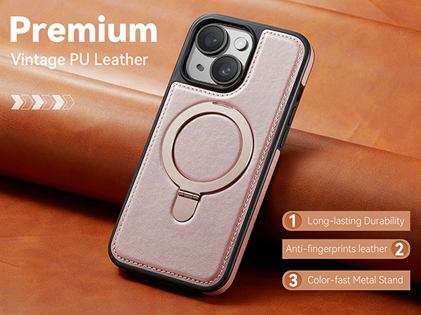 case with stand pu leather compatible with magsafe