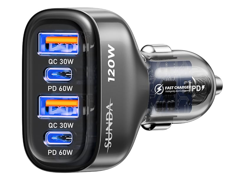 120 W car charger gray