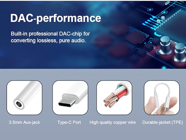 USB C to 3.5mm Headphone Jack Adapter USB C to Aux Audio Dongle Cable Cord 