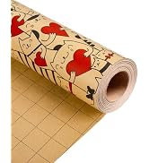 MAYPLUSS Cat Wrapping Paper Roll, Kraft Cat Gift Wrapping Paper Featuring Red Heart and Cute Anim...