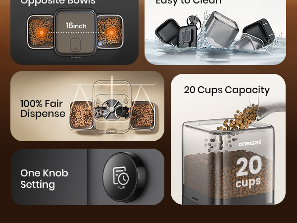 oneisall automatic cat feeder for 2 cats