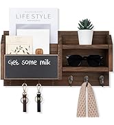 Lwenki Mail and Key Holder – Wall Mount Key Hanger with Shelf and 7 Metal Hooks – Decorative Natu...