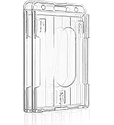 Pawfly Vertical 2-Card Badge Holder with Thumb Slot Hard Transparent PC Case Protector for Office...