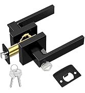 TICONN Black Door Handle Heavy Duty, Matte Black Door Knob Reversible Square Door Lever for Bedro...