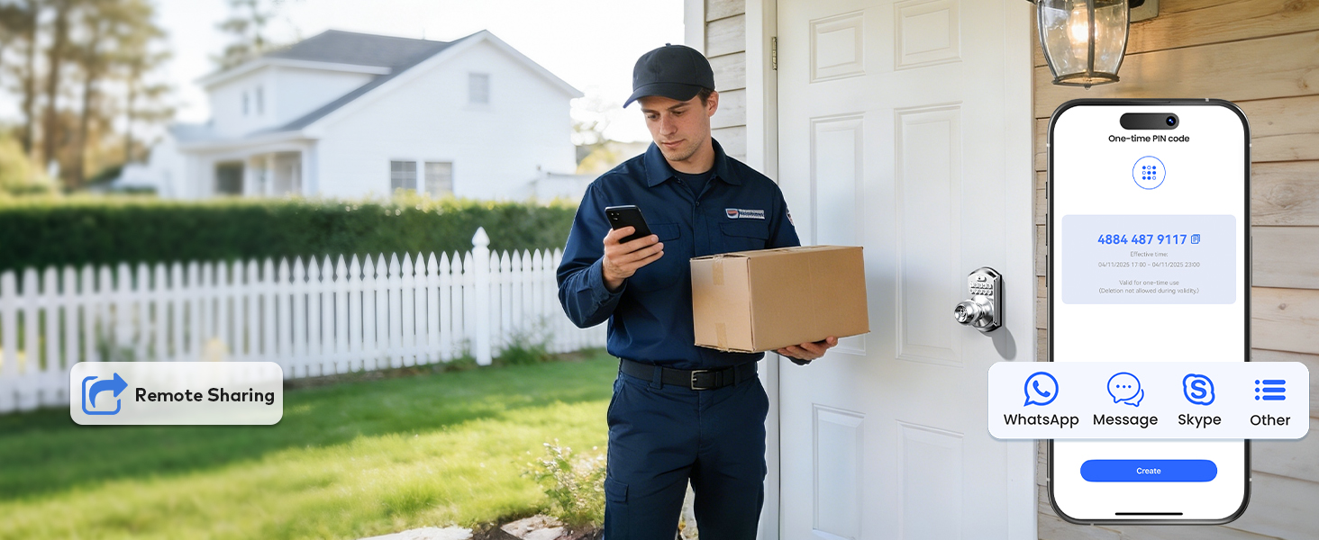 Provides secure, one time use access for visitors or deliveries, expiring automatically after use