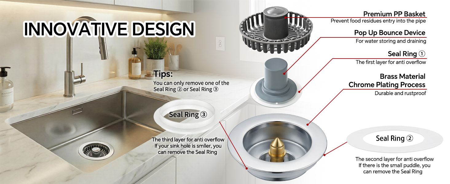 Kitchen Sink Stopper Silver 2pcs PC