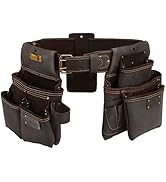 OX Pro Construction Tool Belt - 22-Pocket Leather Tool Belt Pouches - Made of Oil-Tanned Leather ...
