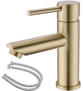 DIKUROOMS Brushed Gold Bathroom Faucet, Single Handle Brass Sink Faucet Bathroom Single Hole with...