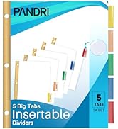 Binder Divider, PANDRI 120 Pack Binder Index White Dividers with 5 Tabs and Sticky Notes, Letter ...