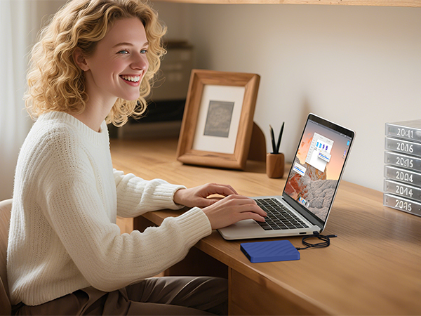 Series of images showing someone working at a desk in a home office setting with laptop