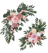 Qeedy Wedding Arch Flowers Set of 2, Artificial Wisteria &amp; Greenery Garland for Wedding Ceremony ...