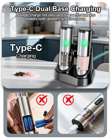 automatic salt and pepper grinder set rechargeable salt and pepper shakers set