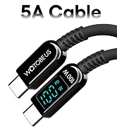 WOTOBEUS 6.5ft Zinc Alloy+Silicone USB C to USB C Fast Charging Cable with LED Display, Type C Co...