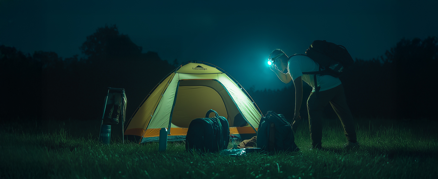 Perfect for nighttime camping, providing bright, hands-free light wherever you go
