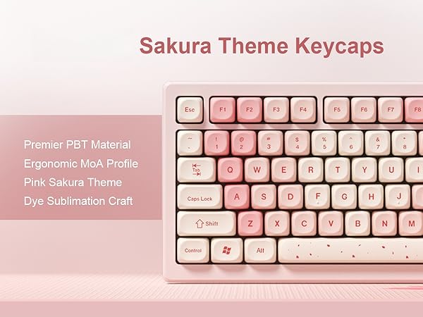 Pink Cute PBT Keycaps, MOA Profile Key caps 65 75 100 Percent, Dye-Sublimation, Custom 133 Keys Set