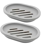 Topsky 2-Pack Soap Dish with Drain, Soap Holder &amp; Saver, Easy Cleaning, Dry, Stop Mushy Soap (Gray)