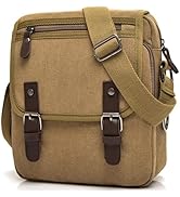 CAAORDKSO Vintage Canvas Crossbody Bag Shoulder Bag Travel Bag for Men, Small Messenger Satchel B...