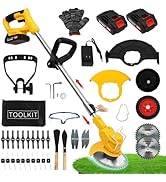 21V Electric Weed Wacker Cordless Grass Trimmer with 2x2000mAh Batteries &amp; Fast Charger, 3 in 1 S...