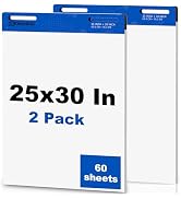 60 Sheets Sticky Easel Paper Pad 25 x 30 Inches, White Self-stick Easel Paper Great for Virtual T...