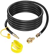 GrillAce 12 FT RV Propane Quick Connect Hose 1/4 Quick Disconnect to 3/8 Female Nut 1LB Bottle Ad...