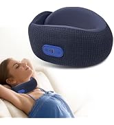 Yincook Travel Pillow with Heat,Vibration Massage,Portable Rechargeable Adjustable Airplane Neck ...
