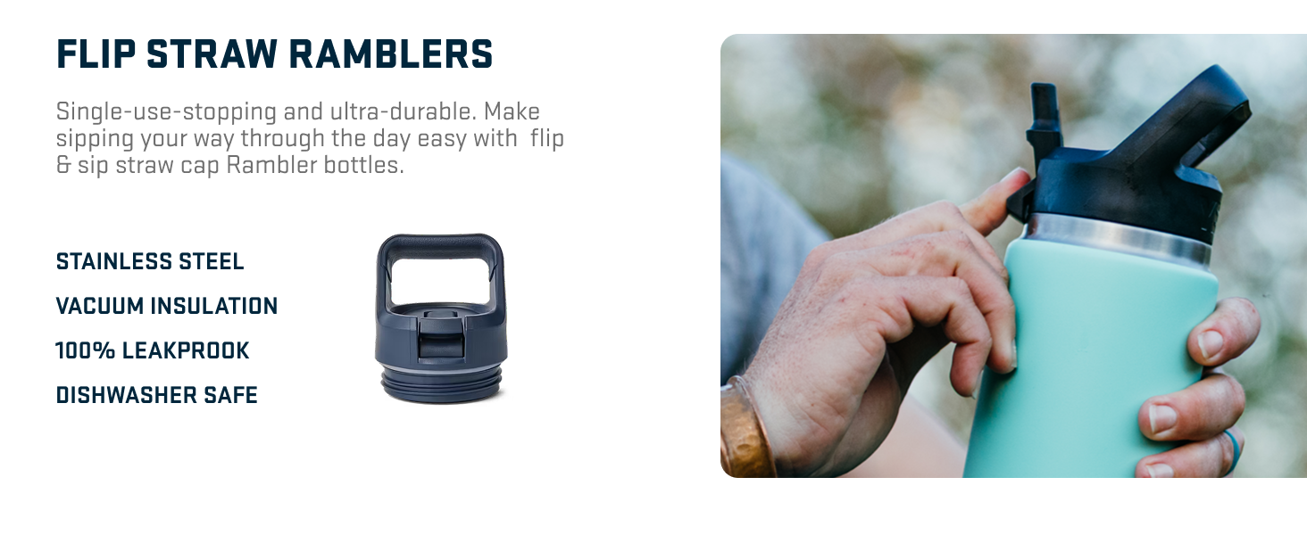 flip straw ramblers stainless steel water bottles