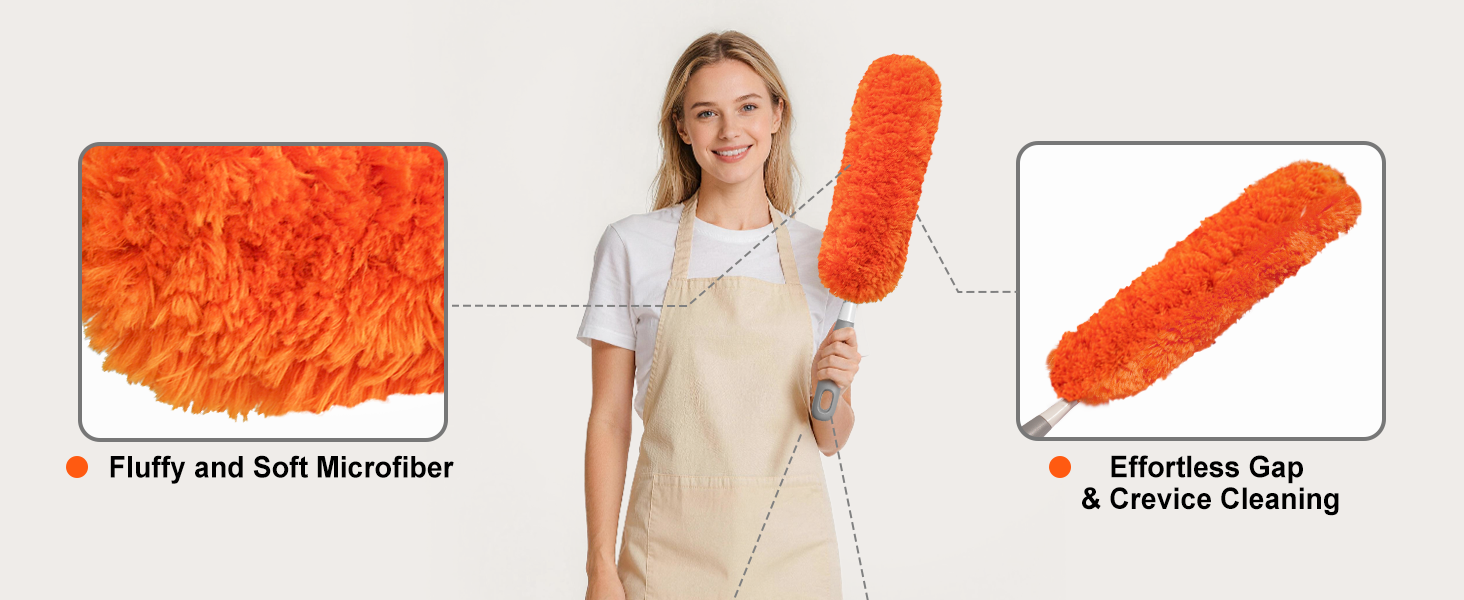 Fluffy and soft microfiber, provide effortless gap &amp;amp; crevice cleaning