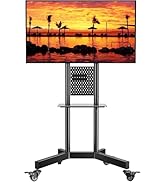 PERLESMITH Rolling TV Stand with Pegboard Storage for 32-85 Inch TVs Holds up to 132 Lbs, Height ...