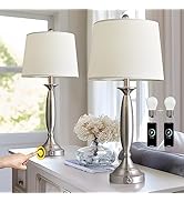 Oneach 3 Way Dimmable Touch Control USB Table Lamp Set of 2 28“Modern Industrial Metal Bedside La...