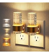 JandCase Night Lights Plug into Wall, Gold Night Light with 3 Colors, 2 Pack Dimmable Plug in Nig...