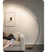 GOEBLESON 75 inch Dimmable LED Arc Floor Lamp for Living Room with Foot and Remote Control, 3 Col...