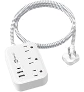 Flat Plug Power Strip with USB Ports, Flat Extension Cord 3FT with 3 AC Outlets 3 USB Ports, Shor...