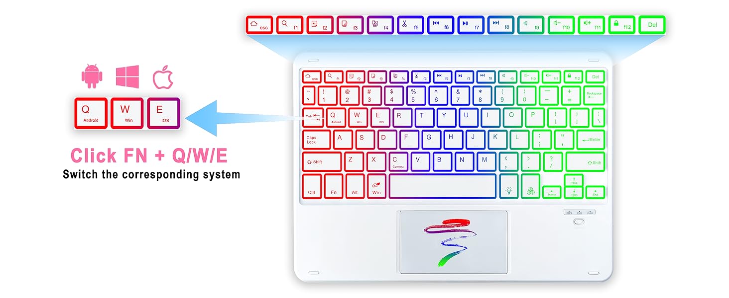 Universal Touchpad Keyboard Case for 9.7-11.0 tablet-Pink-3