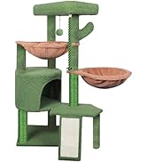 Wang XIN Three Layer Cat Tree with Cat Condo Scratch Pad and Two Hammocks,Green …