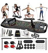 LALAHIGH Portable Home Gym System: Large Compact Push Up Board, Pilates Bar &amp; 20 Fitness Accessor...