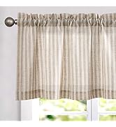 jinchan Linen Boxter Stripe Valances for Window 50 x 16 inch, Tan,1 Panel | Light filtering, Rod ...