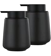 12Oz Black Soap Dispenser - Ceramic Lotion Hand Soap Dispenser Set with Easy-to-Press Pump, Refil...