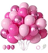CVPARTON Pink Balloons Set, 55 PCS Metallic Pink Balloons, Baby Pink, Hot Pink 12 Inch Latex Ball...