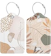 Hsxnam 2 Pack PU Leather Luggage Tags for Suitcase, Travel Cruise Luggage Tag with Privacy Flap, ...
