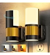 Briignite Night Lights Plug into Wall, Dimmable 3CCT Night Light for Kids, 2 Pack Amber/3000K/500...