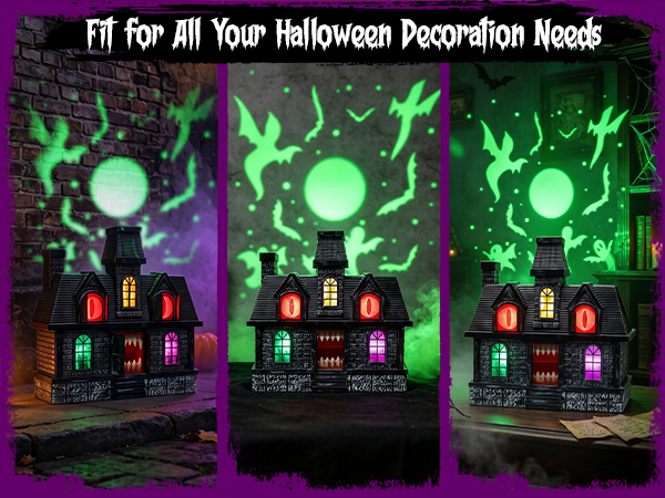 Halloween Projection Haunted House Decor, Colorful Lights