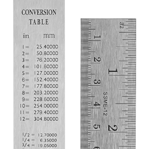 Ruler with conversion table