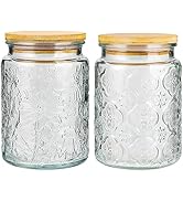 ZOEDO Vintage Glass Jars,23.5 Oz Airtight Storage Jars with Bamboo Lid Food Storage Container Jar...