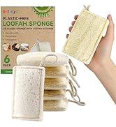 6 Pack Natural Loofah Sponges for Dishes, Loofah Kitchen Sponges with Cellulose &amp; Cotton Loop, Na...