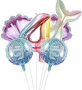 Mermaid Birthday Decoration Mermaid Party Decorations Kit Sea Balloon Mermaid Foil Large Number B...