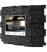 Rubber King 10 Piece Interlocking Tiles 19" x 19" x 6mm - 100% Recycled Rubber Gym Floor Tiles, E...