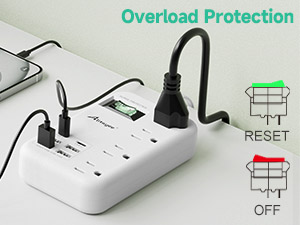 6 USB Surge Protector Power Strip with Overload Protection