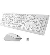 Wireless Keyboard and Mouse Combo, Silent 2.4G Full-Sized External Cordless Computer Keyboard Mou...